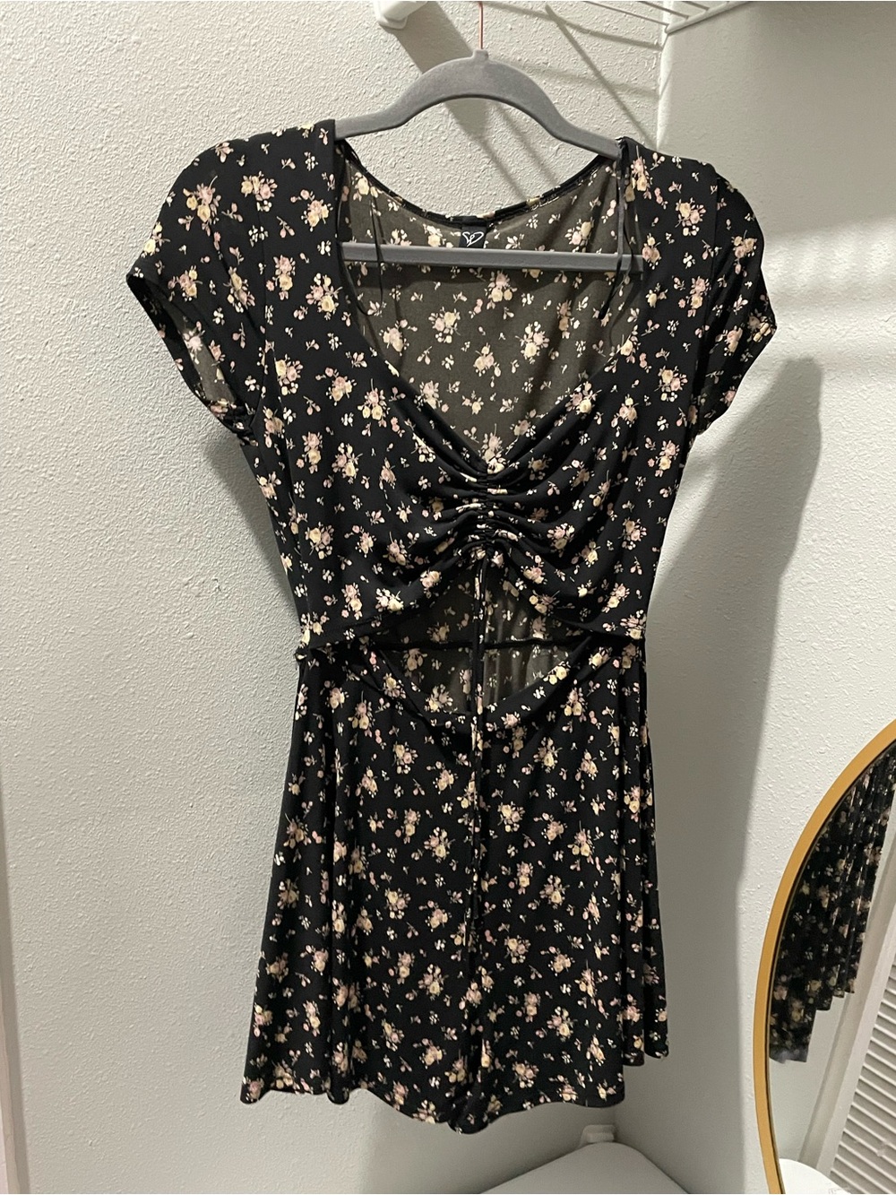 Windsor Black Mini Dress with Pink and Cream Floral Print